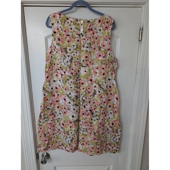 J. Jill love linen floral sleeveless button front tunic dress womens 2X beachy - Picture 7 of 8